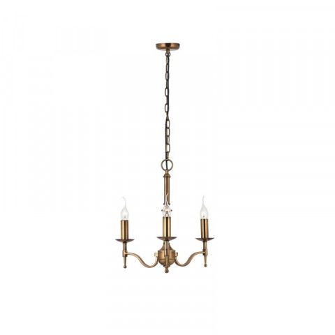 Suspension 3 ampoules stanford 33w max, laiton antique