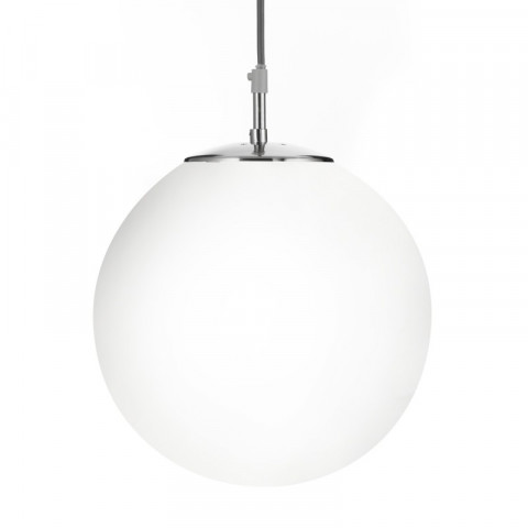 Suspension 30 cm atom, en argent satiné et verre opale