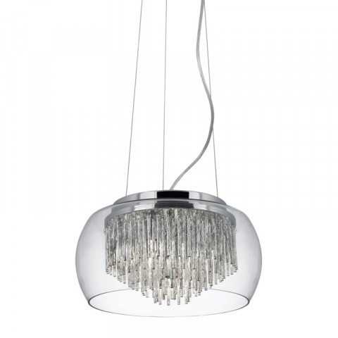 Suspension 4 ampoules curva, en chrome, aluminium et verre