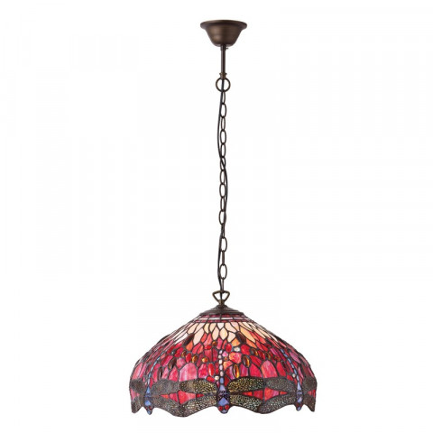 Suspension 41 cm dragonfly red, verre et métal
