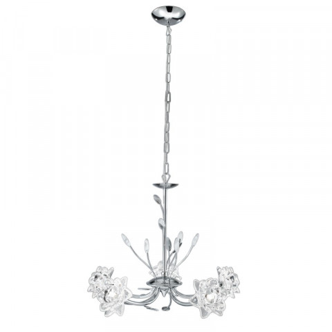 Suspension 5 ampoules bellis, en chrome et verre