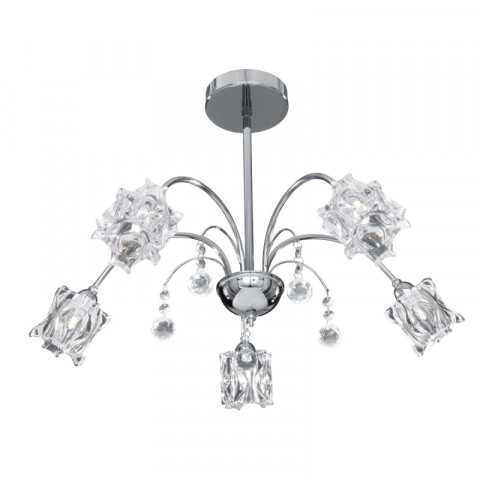 Suspension 5 ampoules fabia, en chrome et cristal