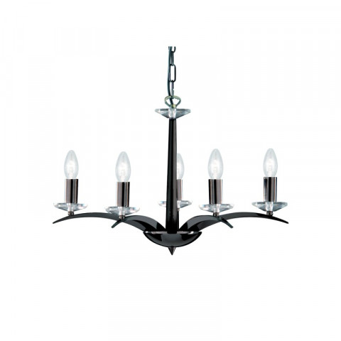 Suspension 5 ampoules kensignton, en chrome noir et verre