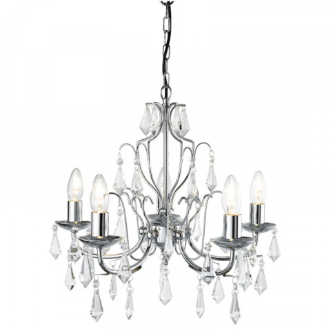 Suspension 5 ampoules martina, en chrome et verre