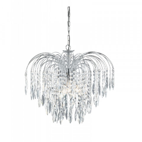 Suspension 5 ampoules waterfall, en chrome et cristal