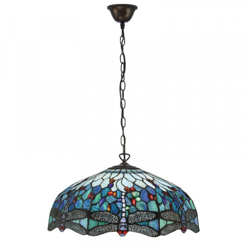 Suspension 50 cm dragonfly blue, verre et métal
