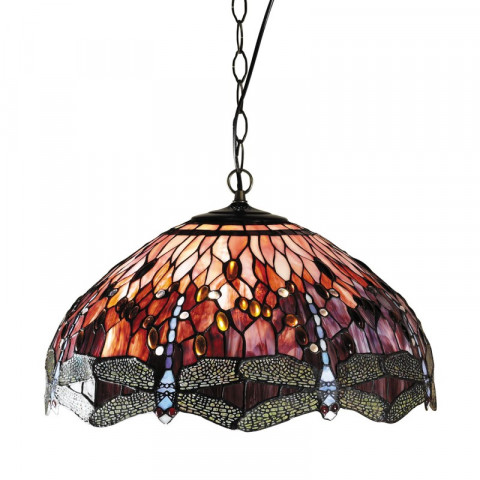 Suspension 53 cm dragonfly red, verre et métal