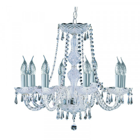 Suspension 8 ampoules hale, en chrome et cristal