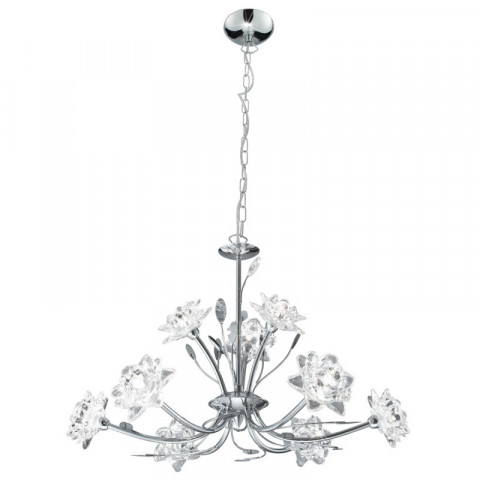 Suspension 9 ampoules bellis, en chrome et verre