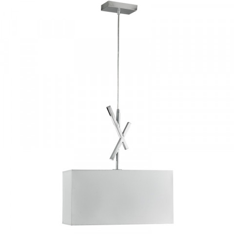 Suspension acute, en chrome avec abat-jour blanc