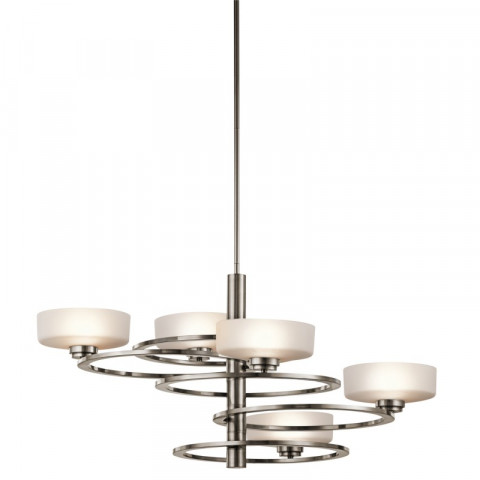 Suspension aleeka max 135 cm, étain, 5 ampoules
