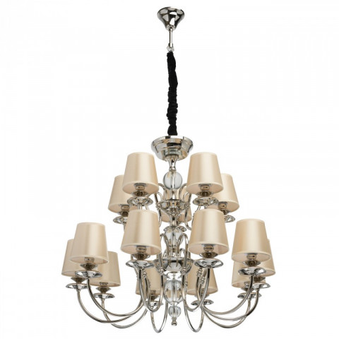 Suspension argentée elegance 15 ampoules 100 cm