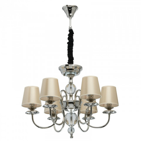 Suspension argentée elegance 6 ampoules 145 cm