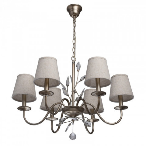 Suspension argentée elegance 6 ampoules 95 cm