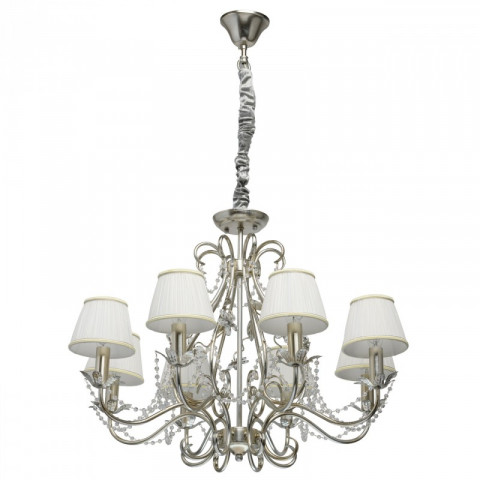 Suspension argentée elegance 8 ampoules 140 cm