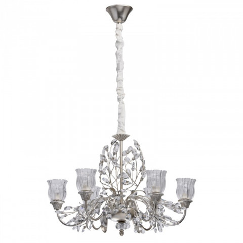 Suspension argentée flora 6 ampoules 140 cm