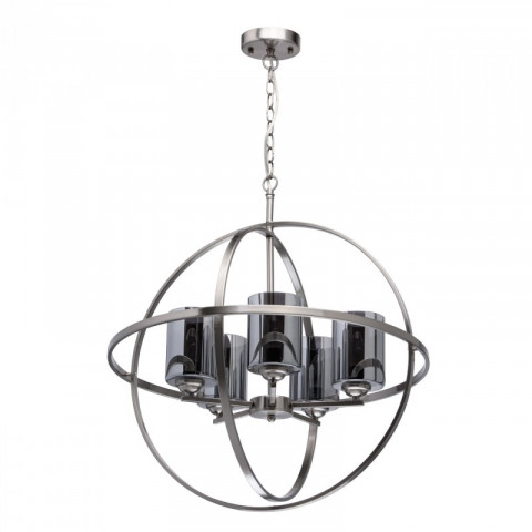 Suspension argentée loft 5 ampoules 100 cm