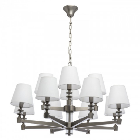 Suspension argentée neoclassic 12 ampoules 101 cm