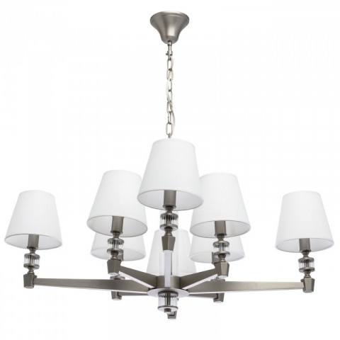 Suspension argentée neoclassic 8 ampoules 89 cm