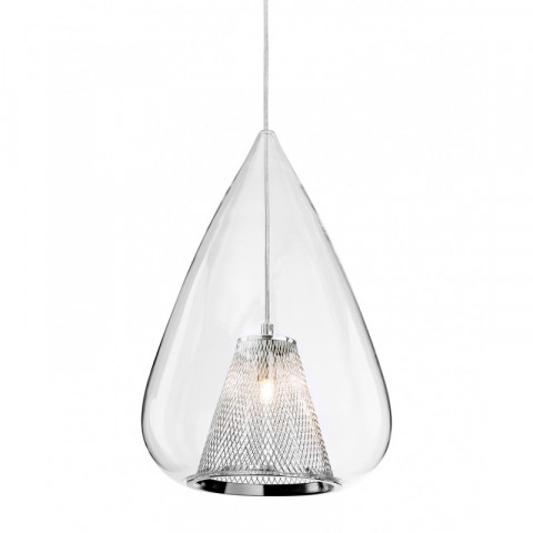 Suspension arlo, chrome et verre