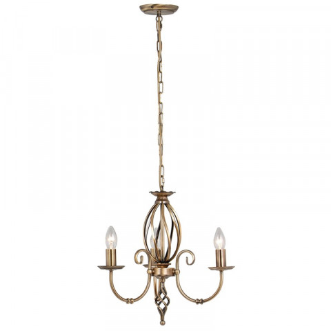 Suspension artisan, laiton antique, 3 ampoules