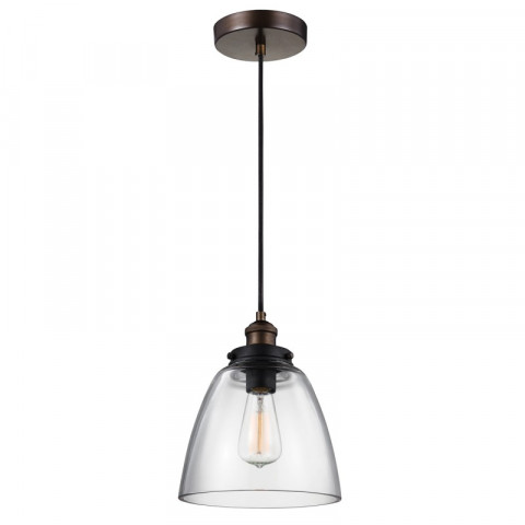 Suspension baskin, laiton vieilli peint/zinc, verre clair