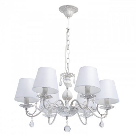 Suspension blanche elegance 6 ampoules 82 cm