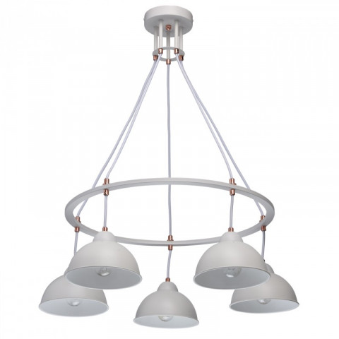 Suspension blanche loft 5 ampoules 77 cm