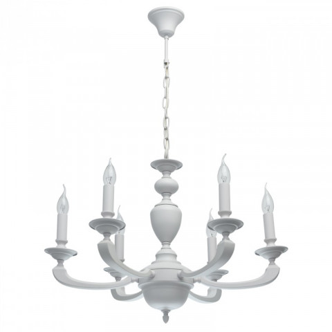 Suspension blanche neoclassic 6 ampoules 95 cm