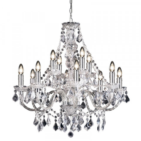 Suspension clarence, chrome et acrylique, 12 ampoules