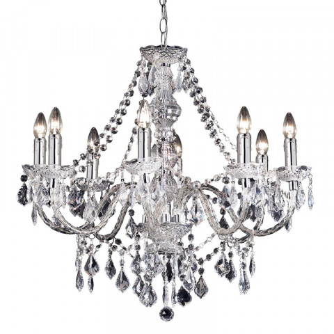 Suspension clarence, chrome et acrylique, 8 ampoules