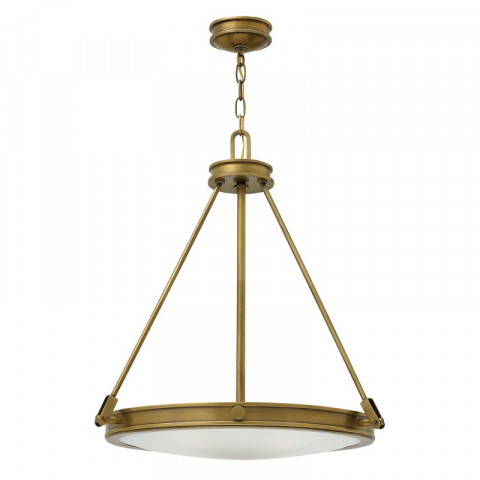 Suspension collier, laiton et verre, 4 ampoules