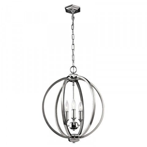 Suspension corinne, medium, nickel poli, 3 éclairages