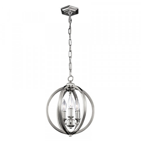 Suspension corinne, petite, nickel poli, 3 éclairages