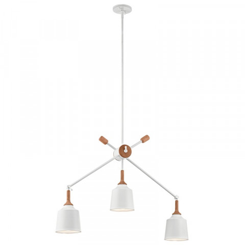 Suspension danika, blanc et bois, 3 éclairages