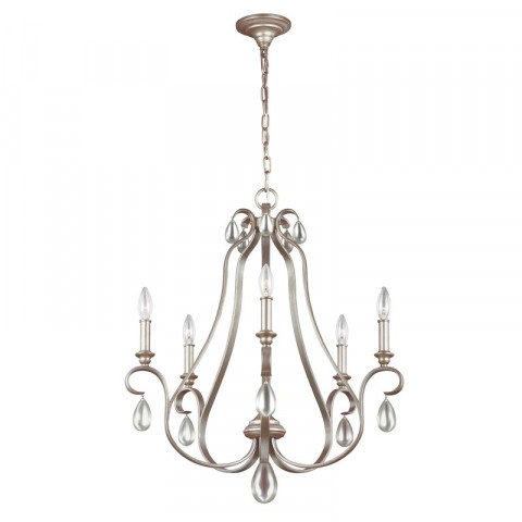 Suspension dewitt, argent finition dorée, 5 ampoules