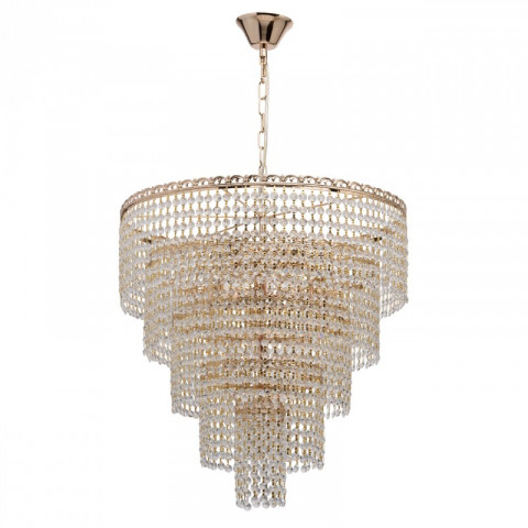 Suspension dorée crystal 10 ampoules 90 cm