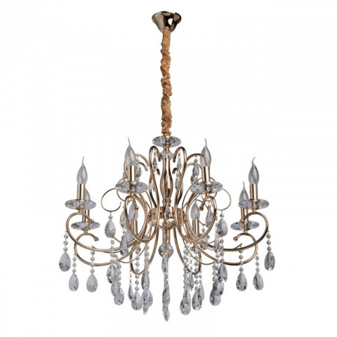 Suspension dorée crystal 8 ampoules 102 cm