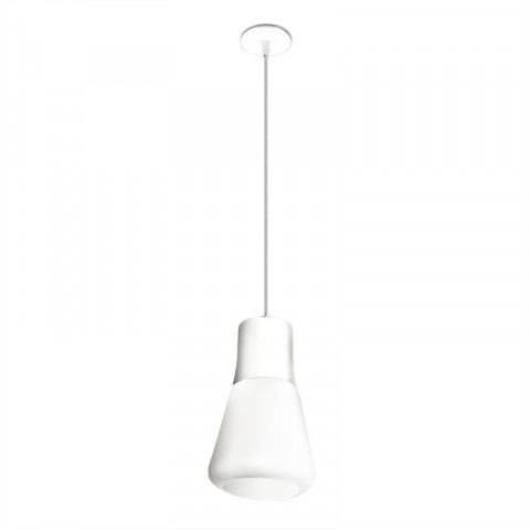 Suspension drop, acier et verre, blanc