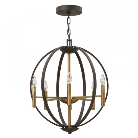Suspension euclid, bronze espagnol, 6 éclairages