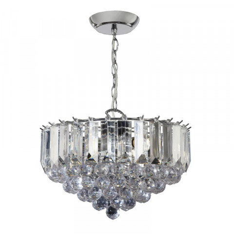 Suspension fargo, chrome et acrylique, 3 ampoules, 38 cm