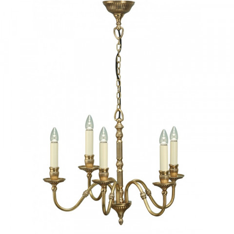 Suspension fitzroy, laiton et 5 bougies couleur ivoire