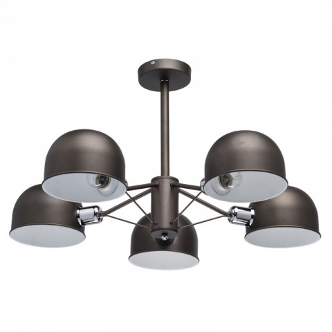 Suspension grise loft 5 ampoules 40 cm