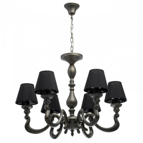 Suspension grise neoclassic 6 ampoules 97 cm