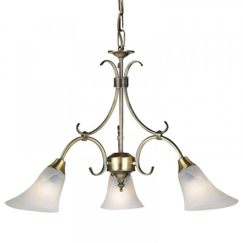 Suspension hardwick, laiton antique et verre, 3 ampoules