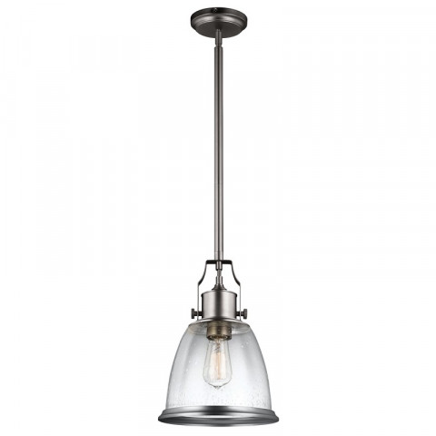 Suspension hobson, medium, nickel satiné, verre tacheté