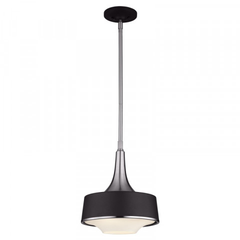 Suspension holloway, acier brossé et verre opale, noir, 1 ampoule