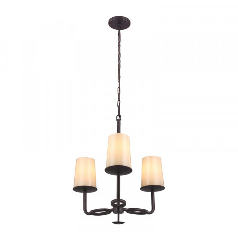 Suspension huntley, bronze foncé et verre fritté, 3 ampoules