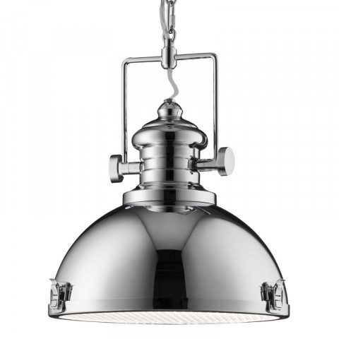 Suspension industrial pendant, en chrome et acrylique