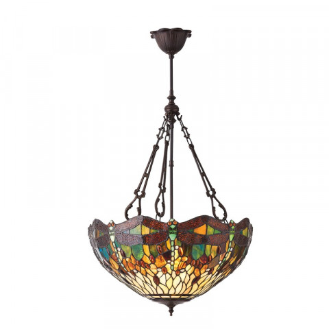Suspension inversée 50 cm dragonfly green, verre et métal